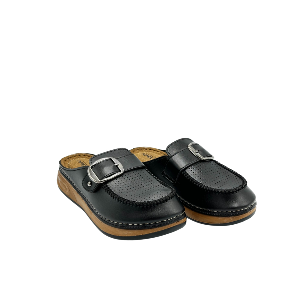 Şık Günlük Kadın Terlik Dolgu Topuk Burnu Kapalı Kemer Detaylı Kadın Terlik Siyah