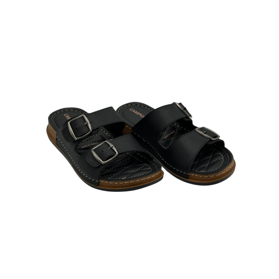 Erkek Terlik Çift Tokalı Ortopedik Rahat Yumuşak İç Taban Terlik