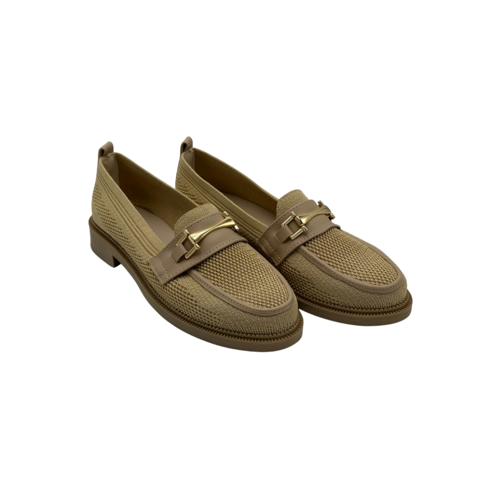 Zincir Detaylı Triko Loafer Günlük Kadın Babet Ayakkabı