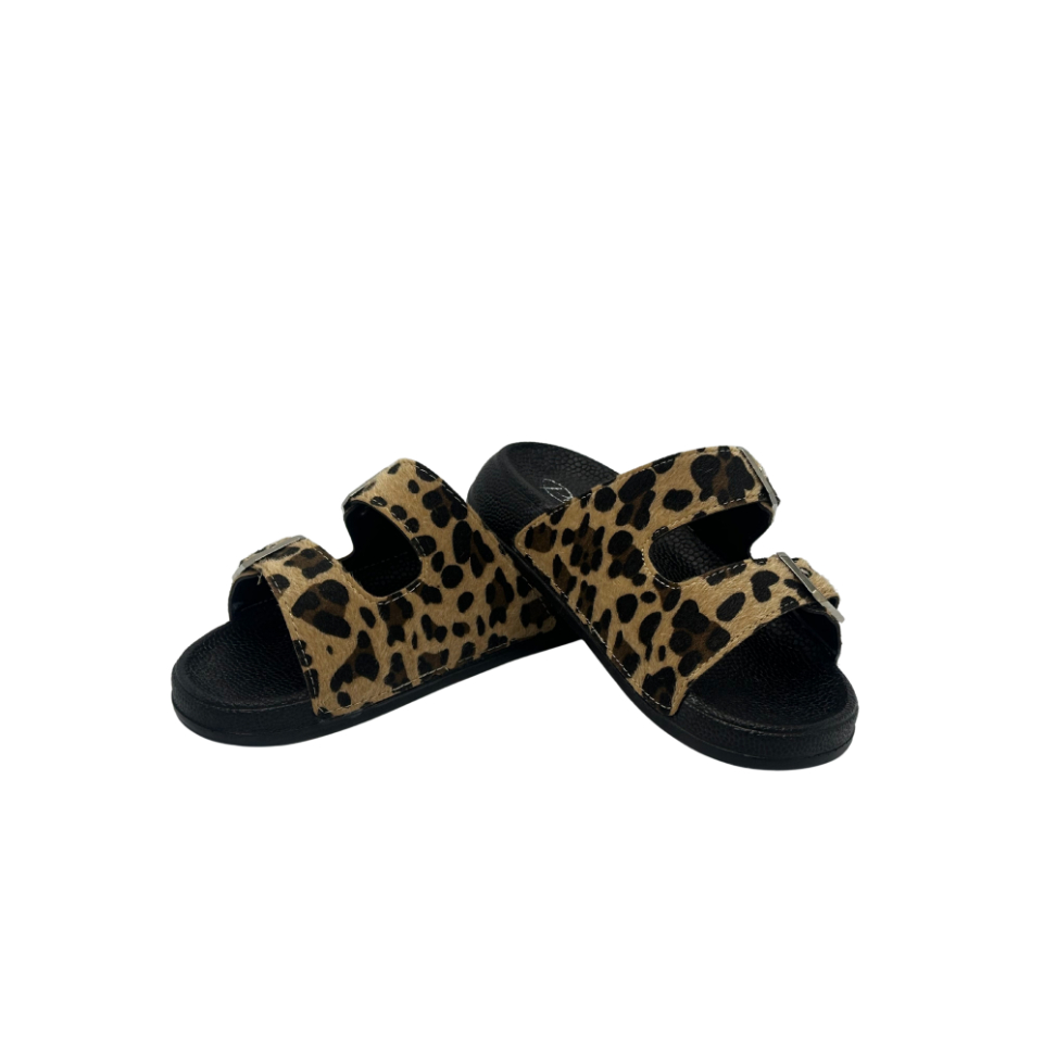 Anatomik Esnek Rahat Leopar Desenli İki Tokalı Kadın Terlik 