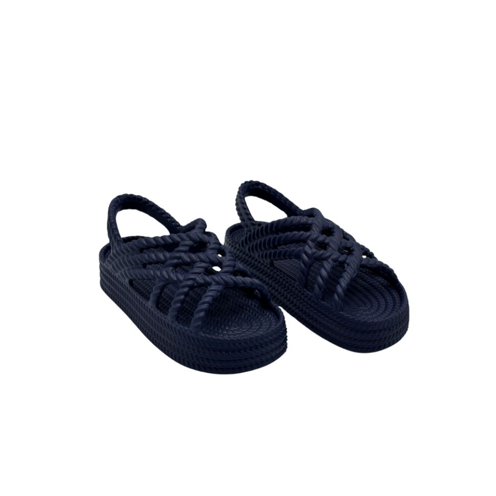  Kauçuk Tabanlı Kadın Halat Sandalet Plaj Havuz Deniz - Lacivert