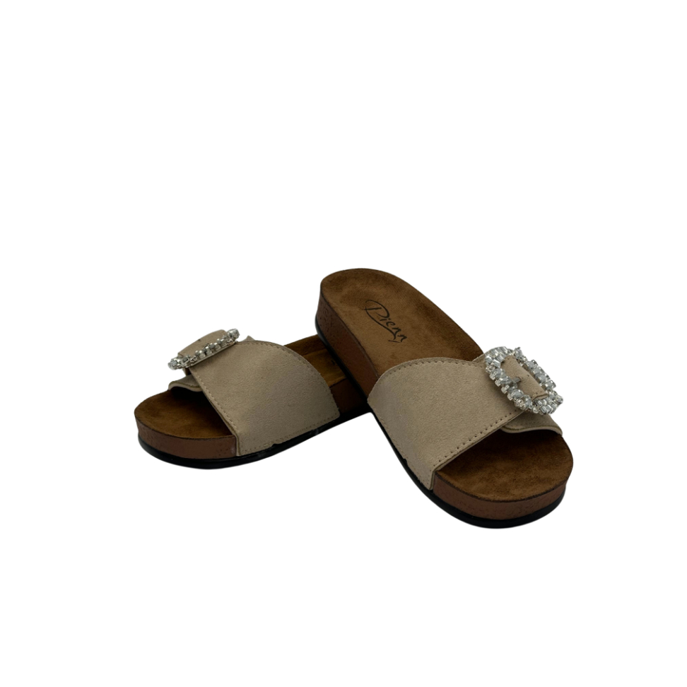 Tek Tokalı Kadife Desenli Ortopedik Kadın Terlik 