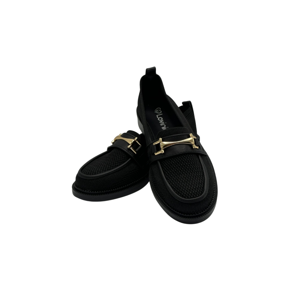 Zincir Detaylı Triko Loafer Günlük Kadın Babet Ayakkabı