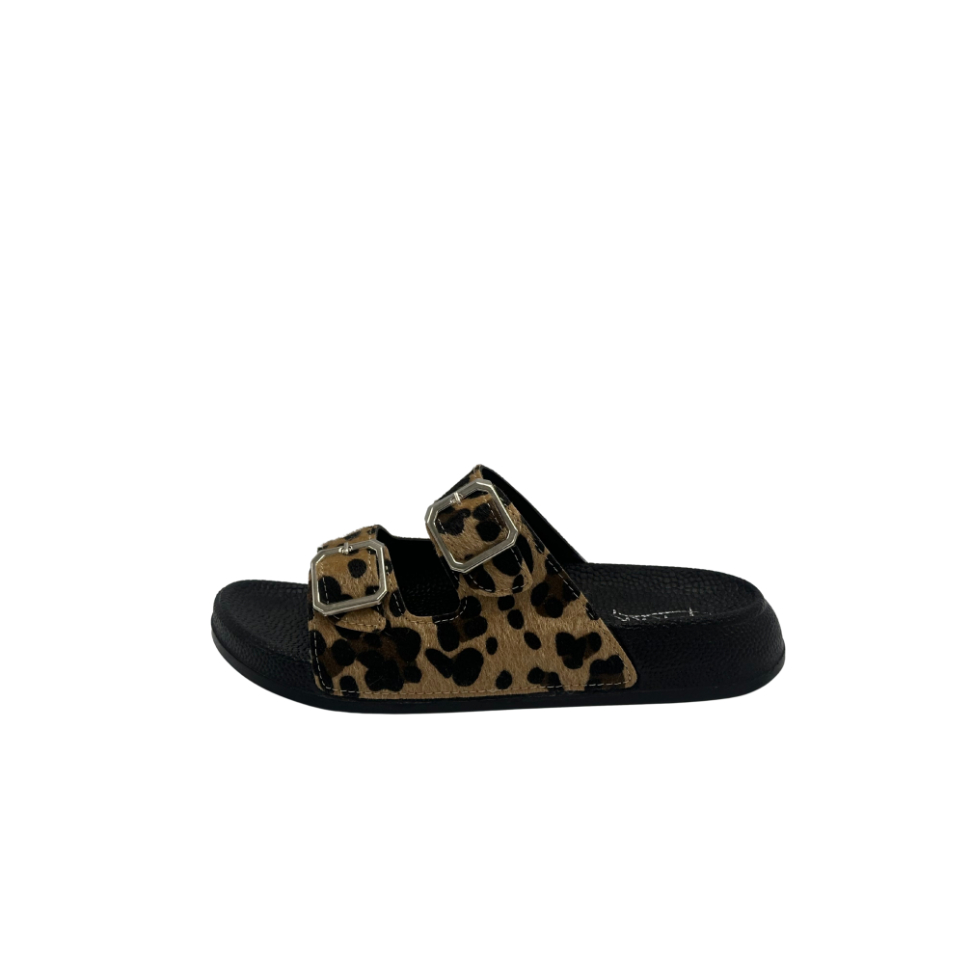 Anatomik Esnek Rahat Leopar Desenli İki Tokalı Kadın Terlik 