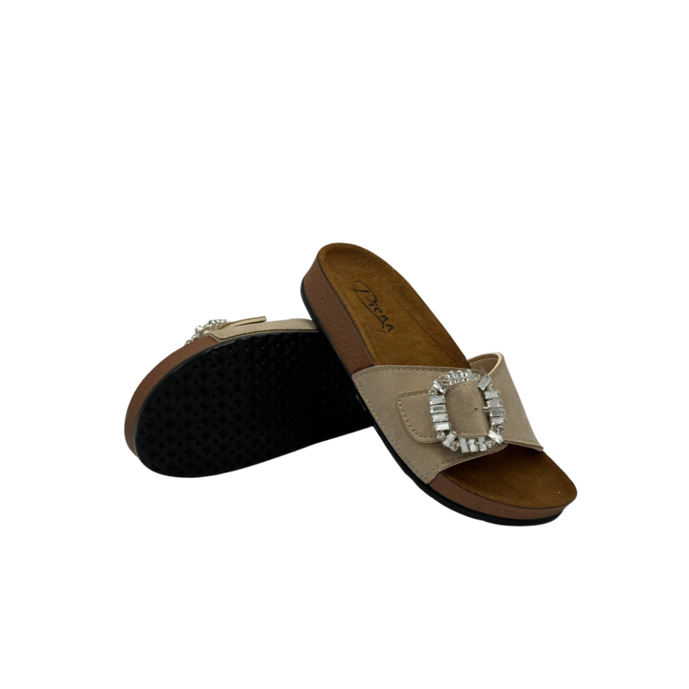 Tek Tokalı Kadife Desenli Ortopedik Kadın Terlik 